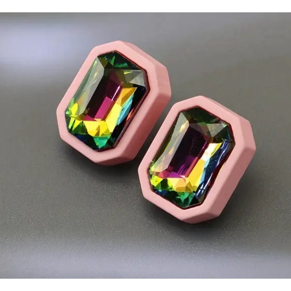 Pink Rhinestone Stud Earrings New, never worn